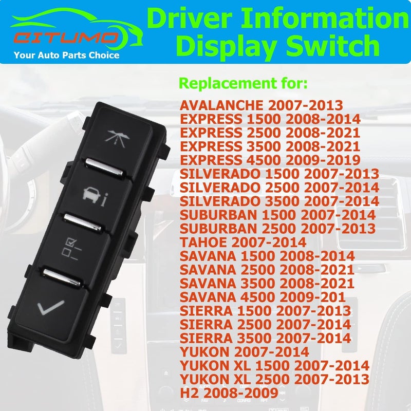 Citumo 15947841 Driver Information Display Switch Replacement for 2007-2014 Silverado Suburban Avalanche Express Savana Sierra Yukon XL Driver Information Center Swtich - Image 3